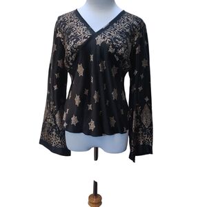 Silk Elegant Black and Gold Women's Top